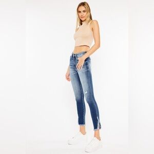 KANCAN - GENEVA HIGH-RISE ANKLE SKINNY JEANS WITH SLIT RAW HEM